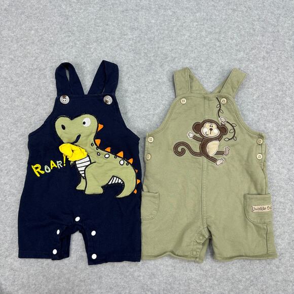 Baby Boy 0-3 Month Summer Outfit Bundle Rompers Overalls T-Shirt Animal Neutral - Picture 2 of 8